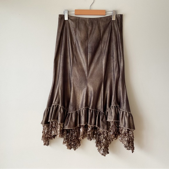 Joseph Ribkoff Bronze/Brown Metallic Trumpet Midi Skirt Size 8 - Picture 2 of 9
